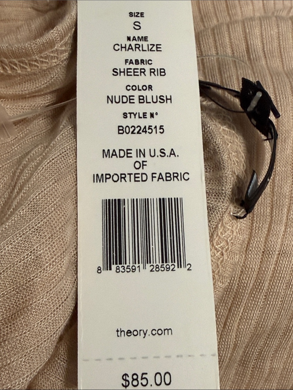 Theory Nude Blush Sheer Rib Cami - Picture 8 of 8